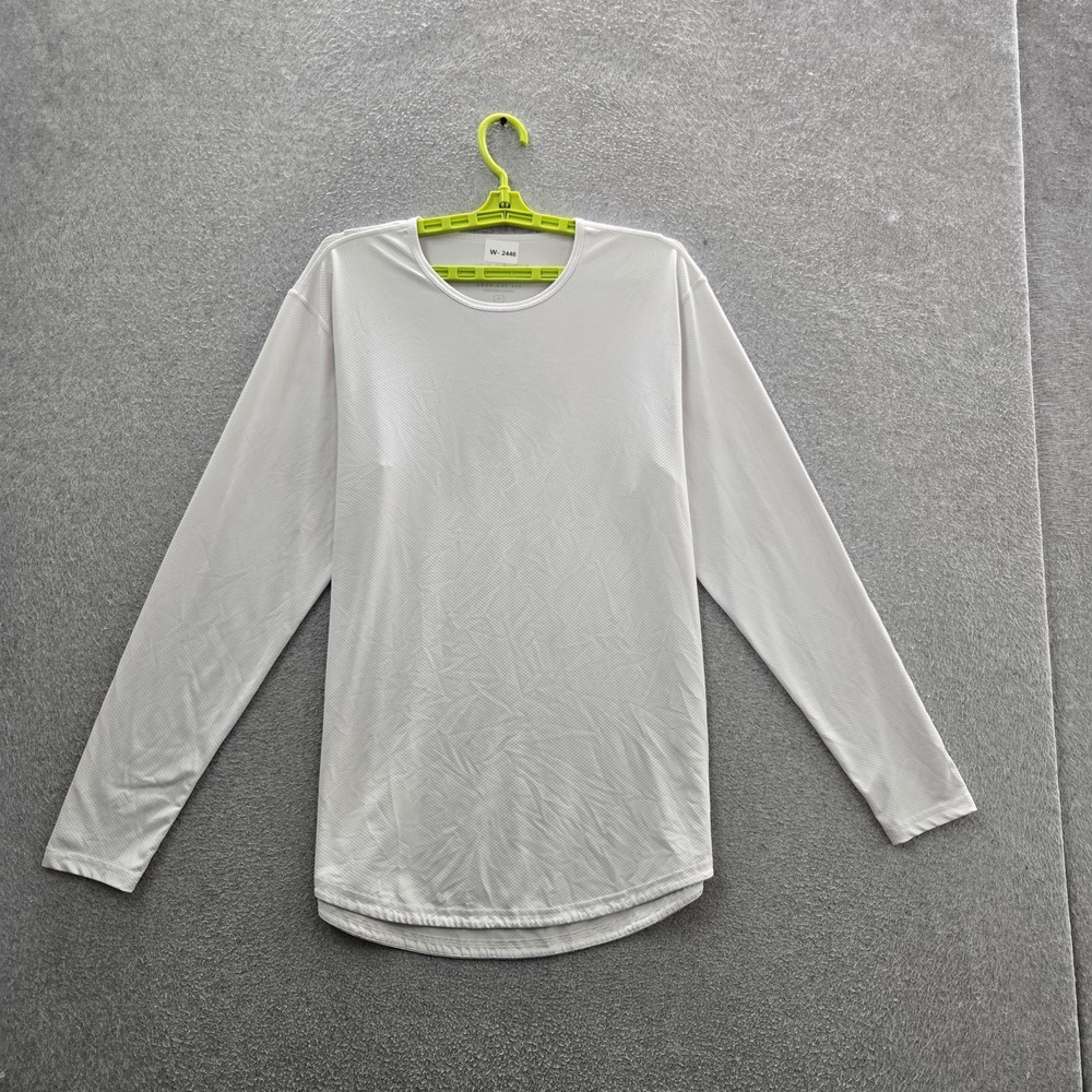 BYLT Men Shirt M White Drop Cut L/S Performance Long Sleeve